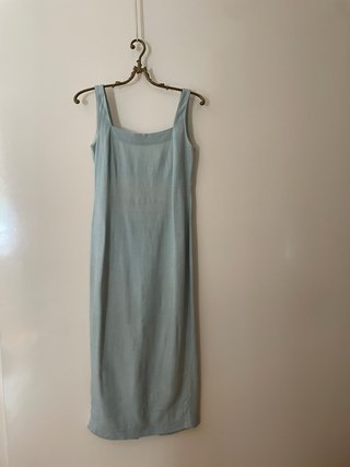 Vestido lino tirantes verde agua