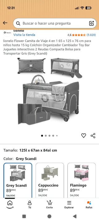 Cuna de viaje con cambiador