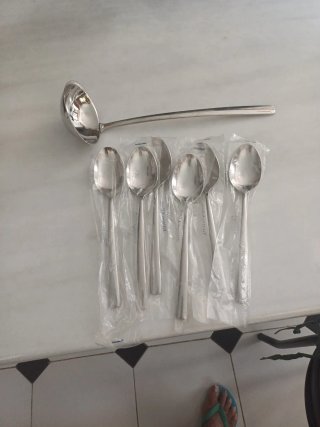 Set de 6 cucharas de metal plateadas