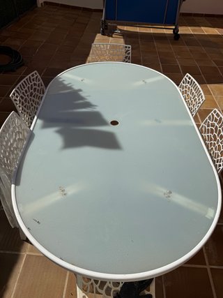 Mesa de jardín cristal y aluminio NO sillas