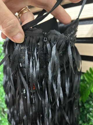 Vestido Zara Flecos y Lentejuelas Negro