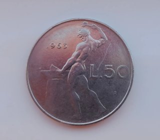 Lote 2 monedas 50 liras italianas 1956 y 1963