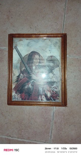 Cuadro vintage marco madera