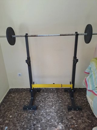 Soporte para Pesas con Barra y Discos