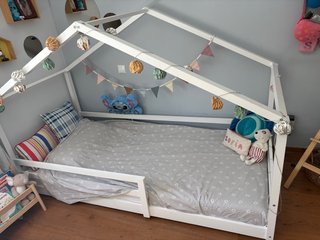 Cama Montessori Casita Madera Blanca