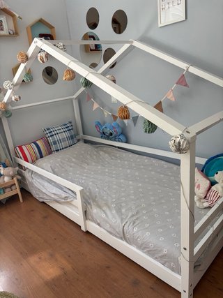 Cama Montessori Casita Madera Blanca