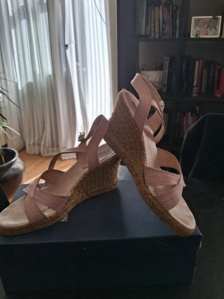 Sandalias cuña rosa Corte Inglés vintage