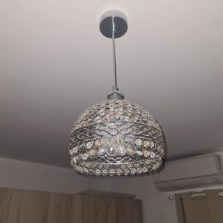 Lámpara colgante cristal plata