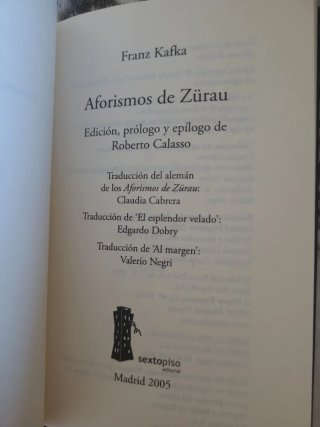 Aforismos de Zürau Franz Kafka