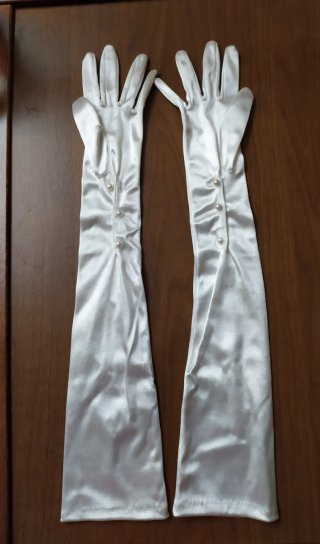 Guantes largos de satén para novia