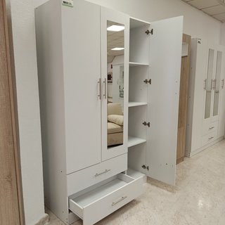Armario 3 Puertas Blanco con Espejo