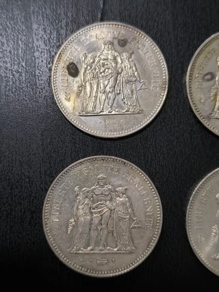 Lote 4 monedas 50 Francs Francia plata Hércules