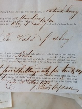 Antiguo lote de conocimientos de embarques 1853
