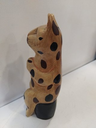 Figura Decorativa de Gato de Madera