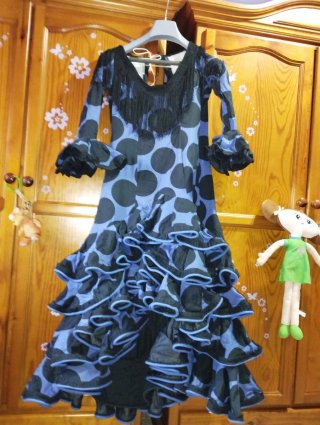 Traje de Flamenca Azul y Negro Talla 38-40