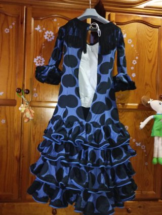 Traje de Flamenca Azul y Negro Talla 38-40