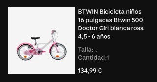 Bici Infantil 16 pulgadas B'TWIN 500 VER DESCRIP B