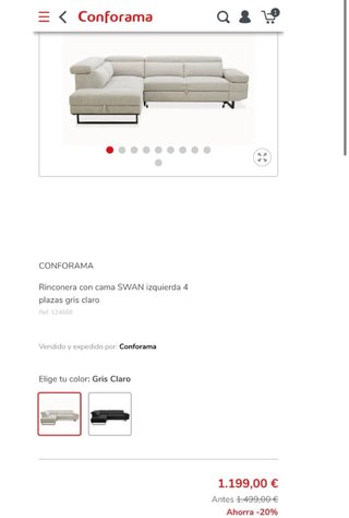 Sofá Chaise Longue gris claro con cama