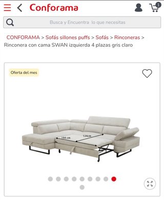 Sofá Chaise Longue gris claro con cama