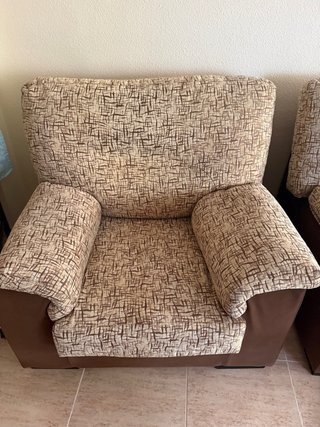 Conjunto Sofás Beige y Marrón