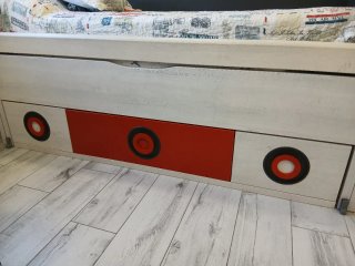 Cama nido 90cm con 3 cajones y estantería