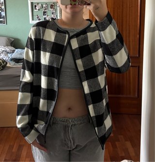 Chaqueta de paño con estampado de cuadros