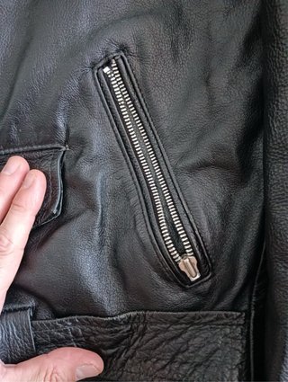 Cazadora Biker de Cuero Negra Vintage