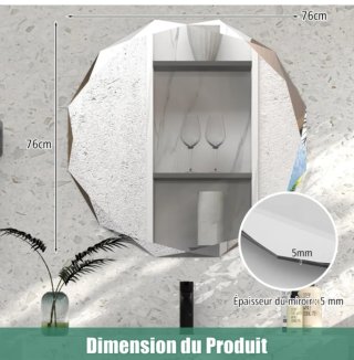 Espejo de Baño Redondo φ76CM, Espejo de Pared