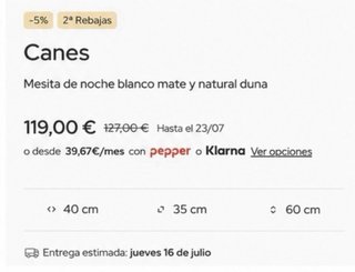 2 Mesitas de noche Banak blanca y madera NUEVAS.