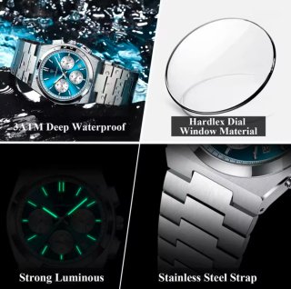 Reloj Poedagar Plateado y Azul