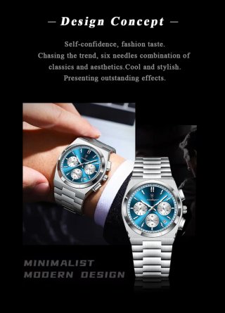 Reloj Poedagar Plateado y Azul