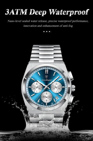 Reloj Poedagar Plateado y Azul