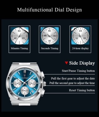 Reloj Poedagar Plateado y Azul
