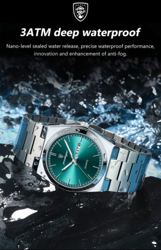 Reloj Poedagar Plateado y Verde
