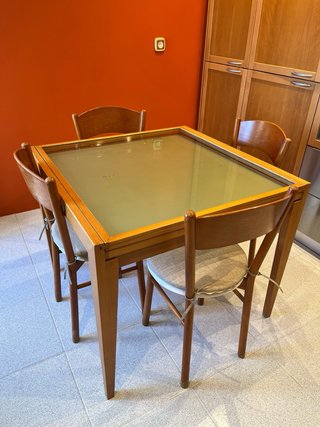 Mesa de Cocina de Madera con 4 Sillas