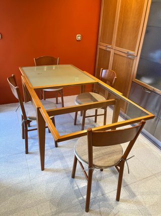 Mesa de Cocina de Madera con 4 Sillas