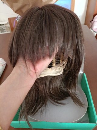Peluca pelo natural castaño