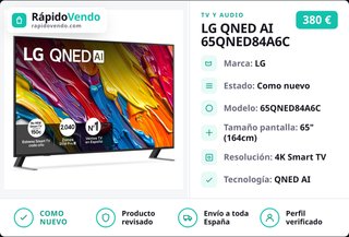 TV QNED AI 164cm (65") LG 65QNED84A6C