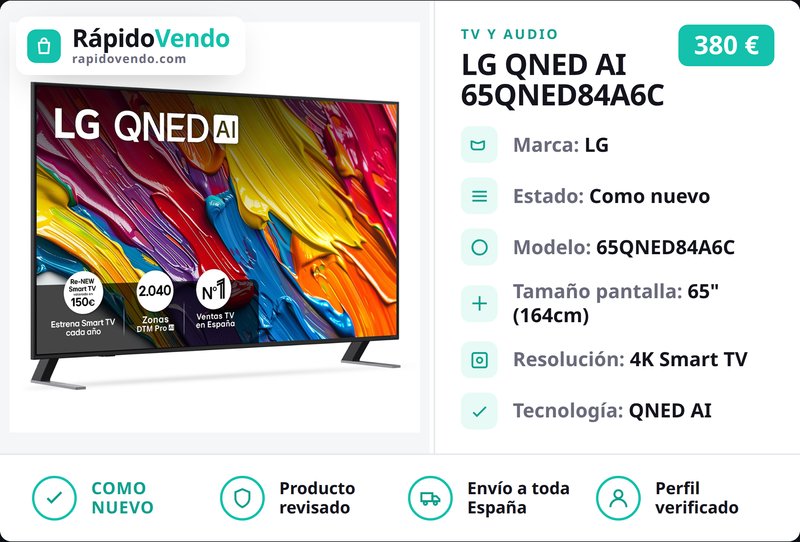 TV QNED AI 164cm (65") LG 65QNED84A6C