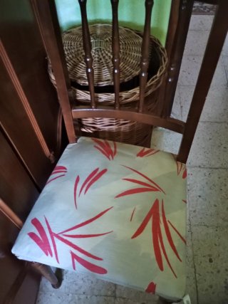 3 Sillas Madera y Piel Sintética
