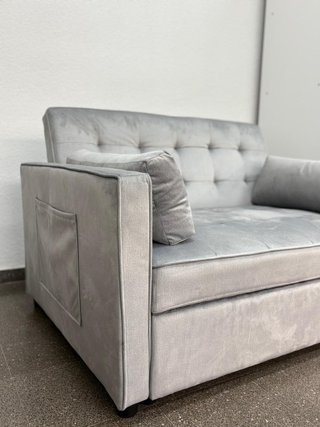 Sofá Cama Gris Terciopelo Pequeño- Envio gratis