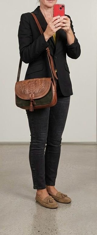 Bolso Loewe Ante Verde y Piel Vintage
