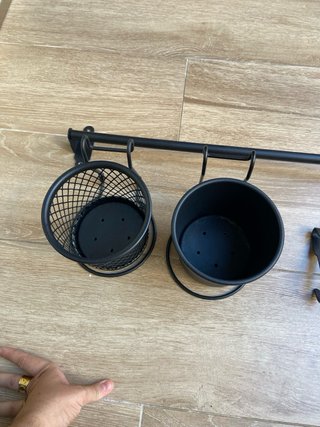 Barra, Cesta y colgador cocina metal negro HULTARP