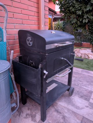 Barbacoa de carbón negra y plateada