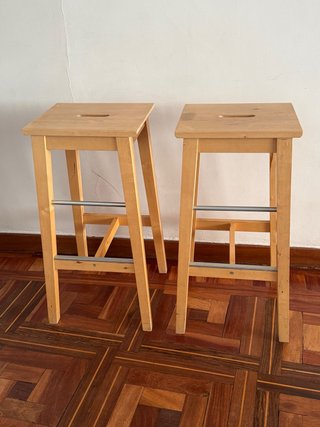 Set de 2 Taburetes de Cocina de Madera