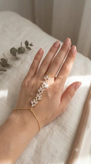 Pulsera de mano con diseño de hojas