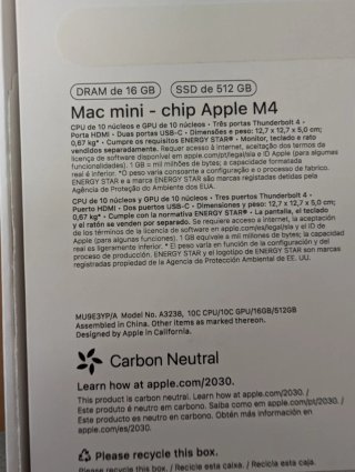 Mac mini M4 - 16GB Ram - 512GB SSD