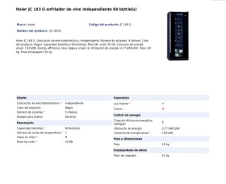 Vinoteca Haier JC163G