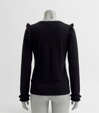 Jersey de punto negro vintage con volantes