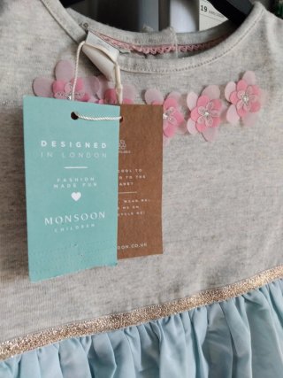 Abito bimba Monsoon fiori maniche lunghe 18-24 mes